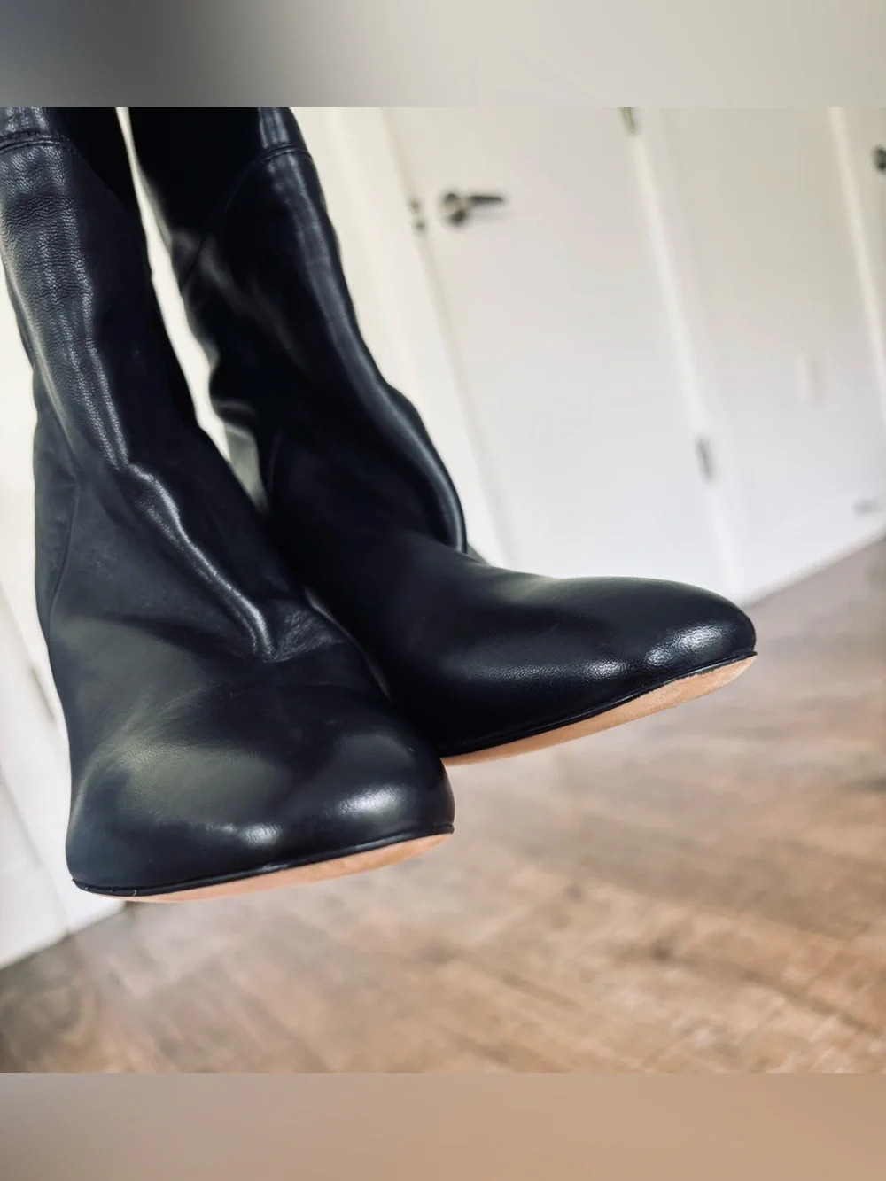Stuart Weitzman Lucinda convertible black leather suede fold down boots size 6.5